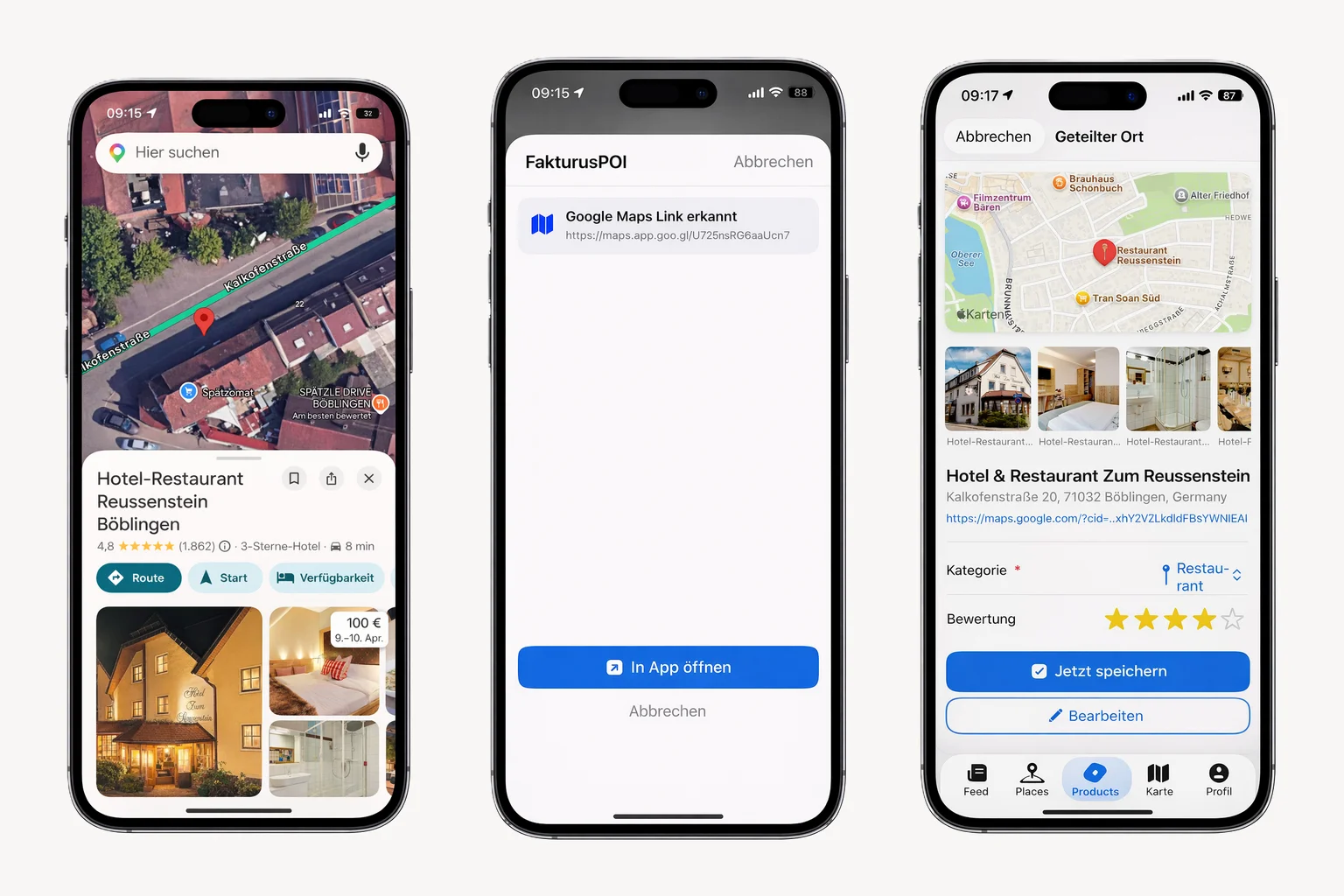 Google Maps Ort importieren in Fakturus POI &ndash; automatisch mit Adresse und Fotos
