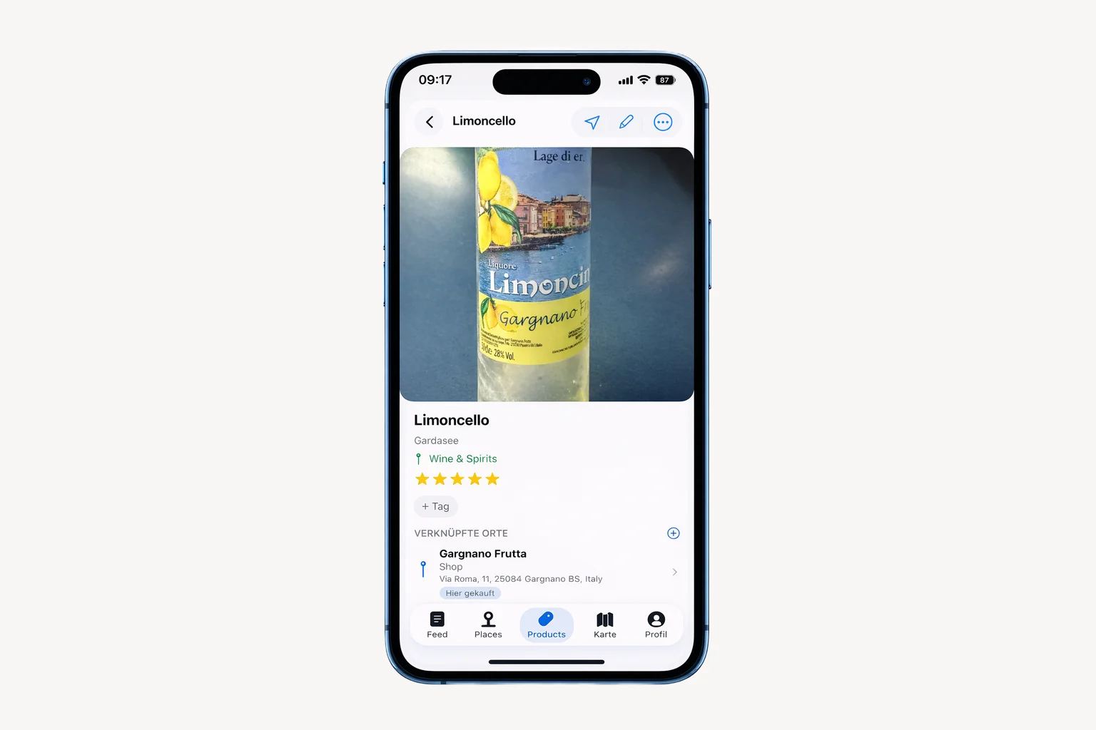 Fakturus POI Produktansicht mit Bewertung und Ortsbezug